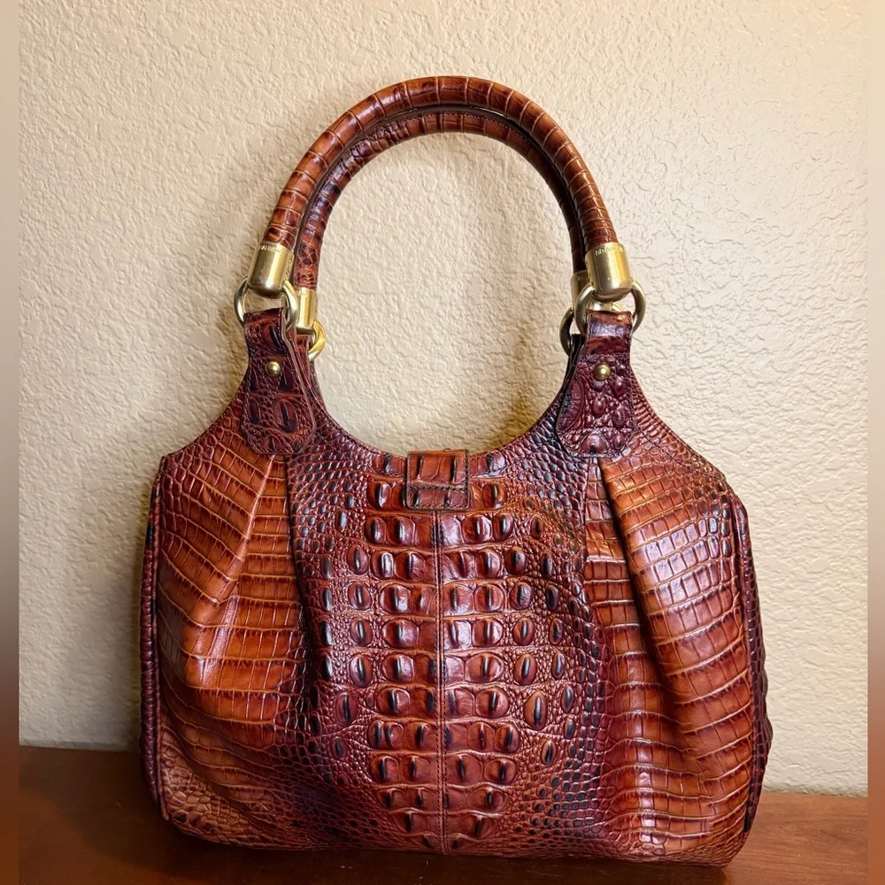 Brahmin NWOT Elisa Pecan Melbourne Leather Hobo - Picture 3 of 10